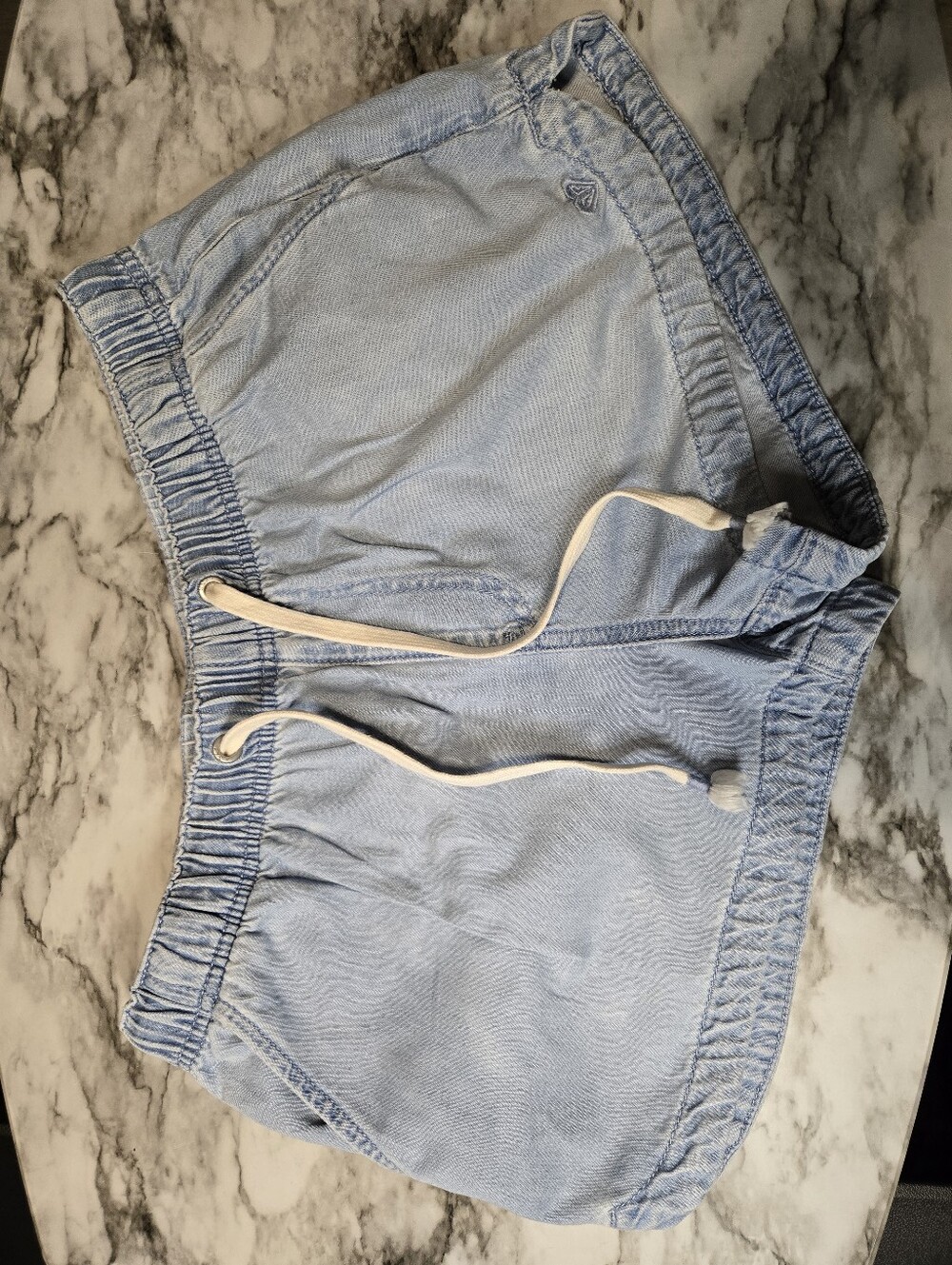 Roxy Light Blue Elastic Waist Drawstring Shorts